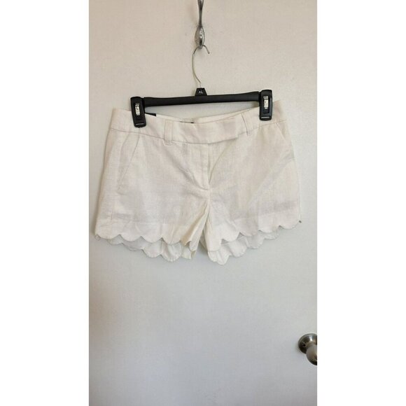 J Crew Shorts Womens Size 0 27" Scallop Linen Blend Coquette Angelcore Fairycore - Picture 1 of 10